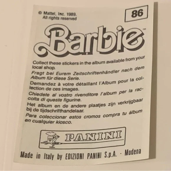 Vintage Barbie- Panini Album Sticker #86 from Mattel 1989 BARBIE TENNIS PLAYER - Picture 4 of 6